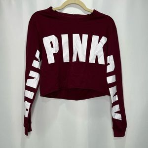 PINK Victoria's Secret Long Sleeve Logo Crop Top